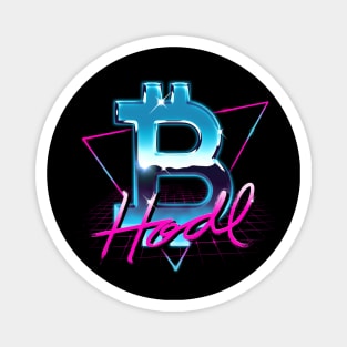 Bitcoin Logo Rad 80's Retrowave HODL BTC Crypto Bitcoin Magnet